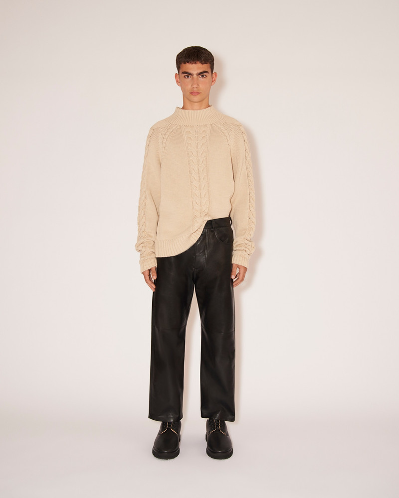 Nanushka SAUL - Cotton-cable oversized crew-neck sweater - Pebble outlook