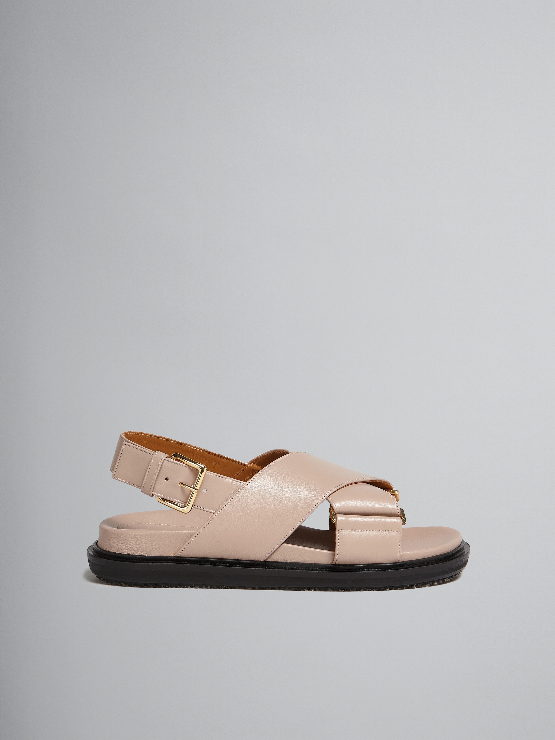 BEIGE LEATHER CRISS-CROSS SANDAL - 1