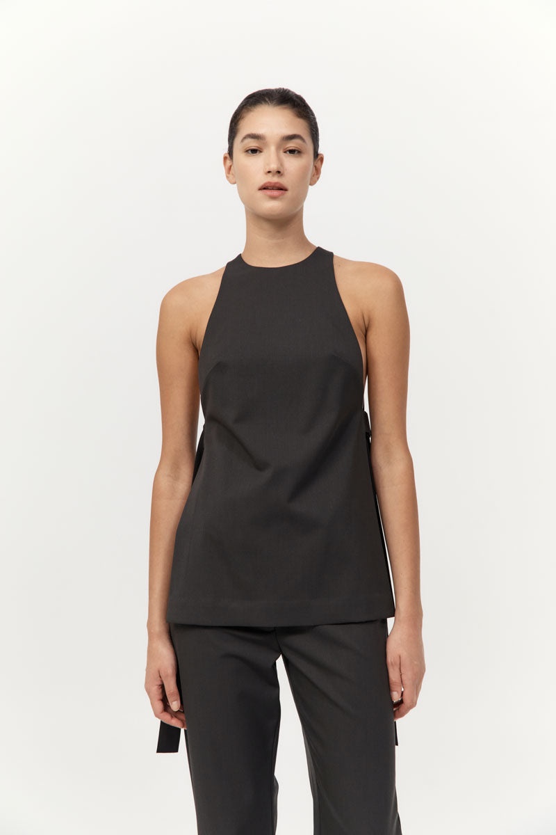 Side Tie Top - Black Olive - 2