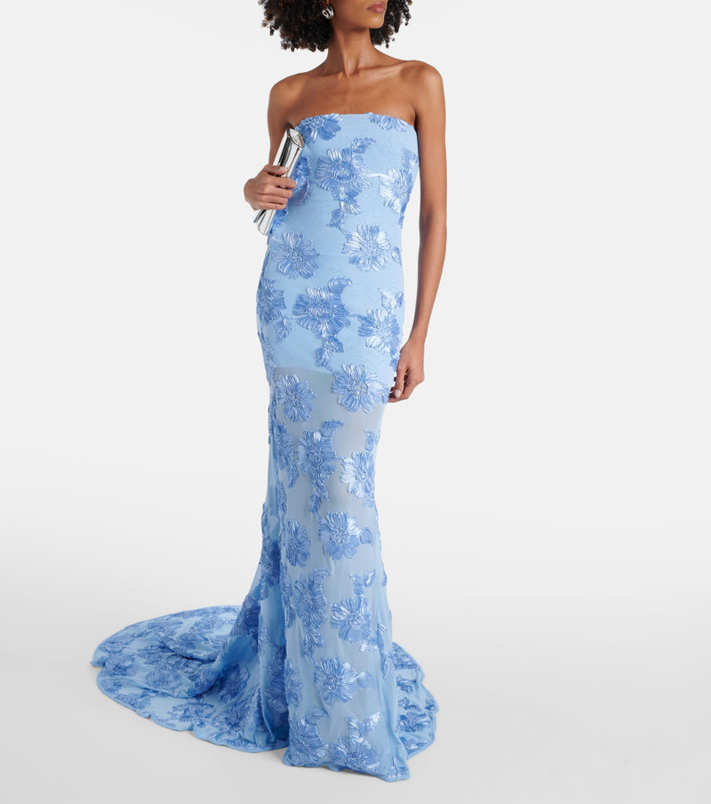 ROTATE Alberty floral-appliqué mesh gown outlook