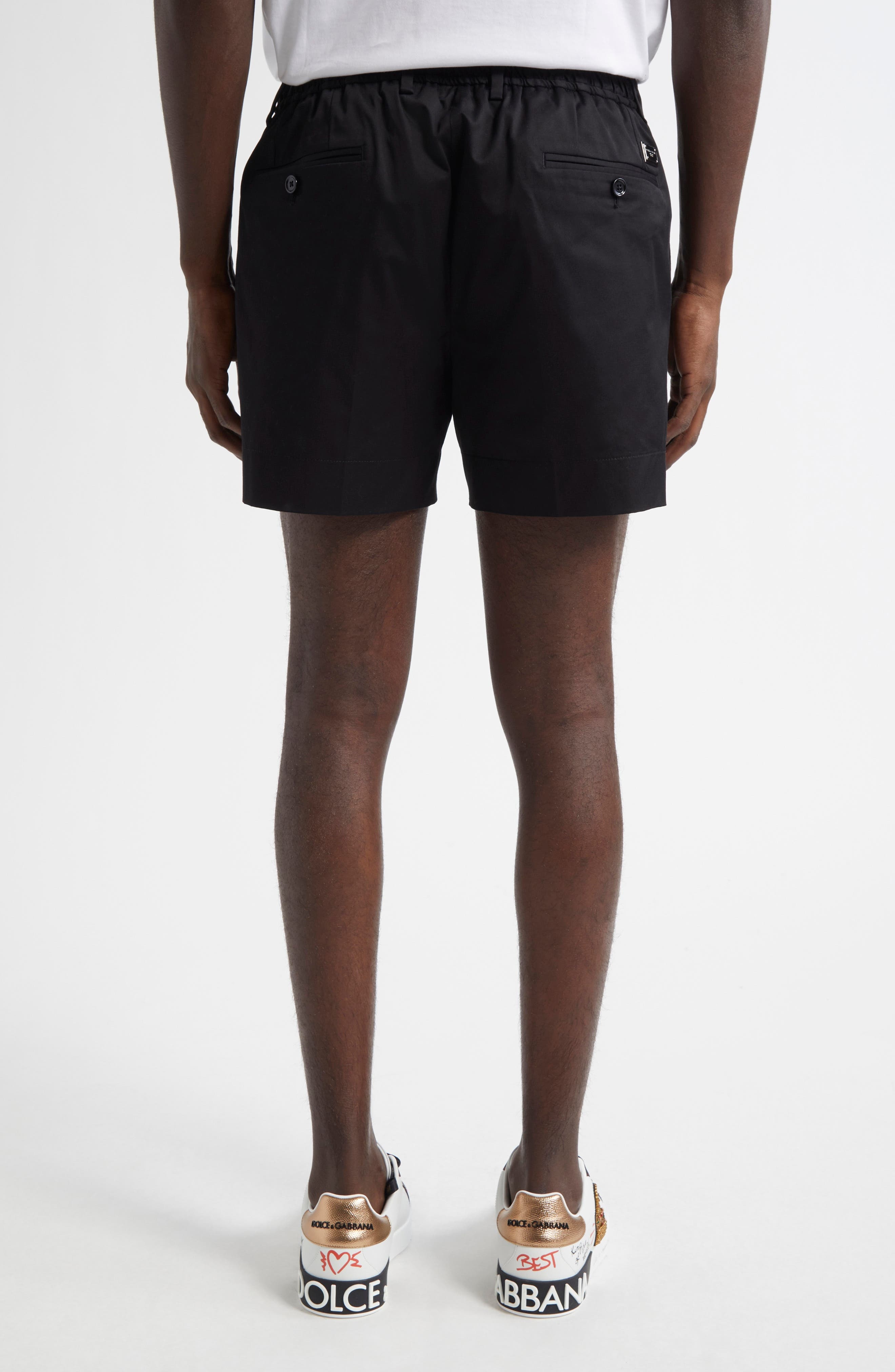 Dolce&Gabbana Pleated Stretch Cotton Bermuda Shorts in Black at Nordstrom - 3