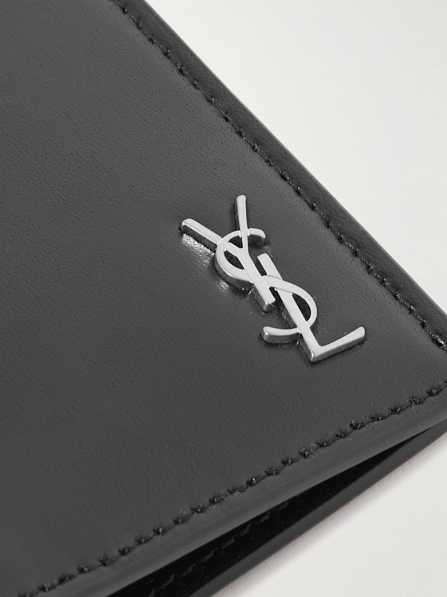 Cassandre Logo-Embossed Leather Billfold Wallet Black - 3
