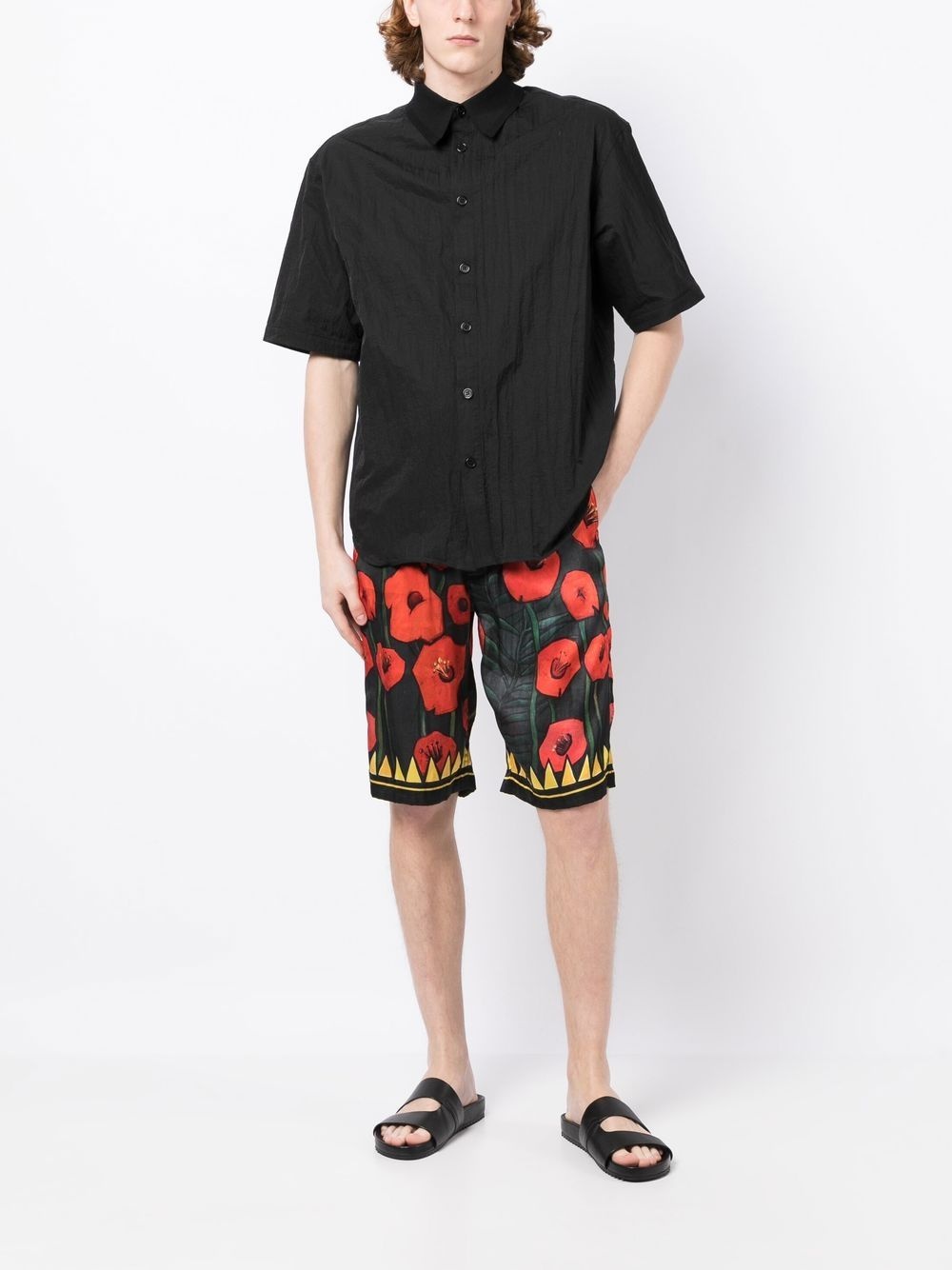 floral-print silk shorts - 2