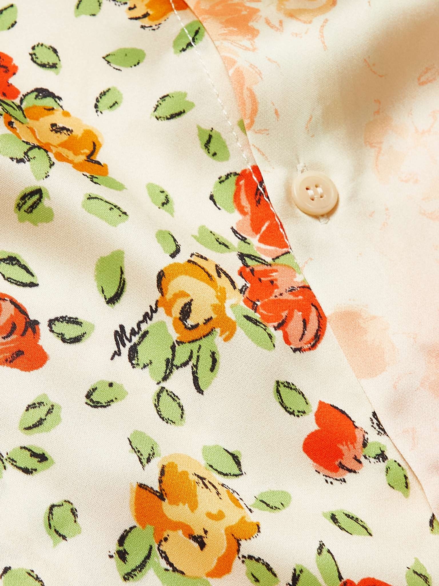 Oversized Dégradé Floral-Print Satin Shirt - 3