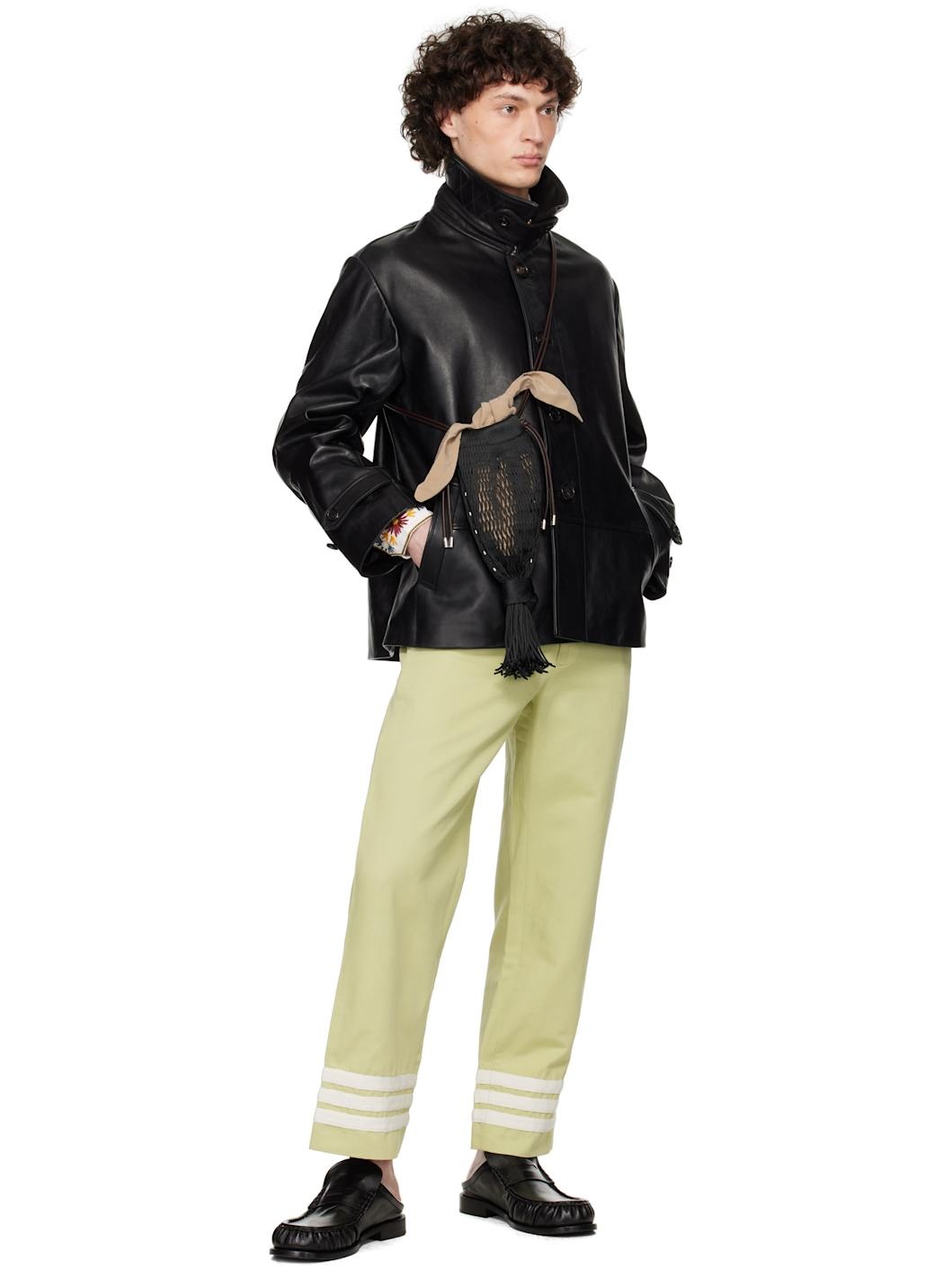 Black Cropped Continental Leather Jacket - 4