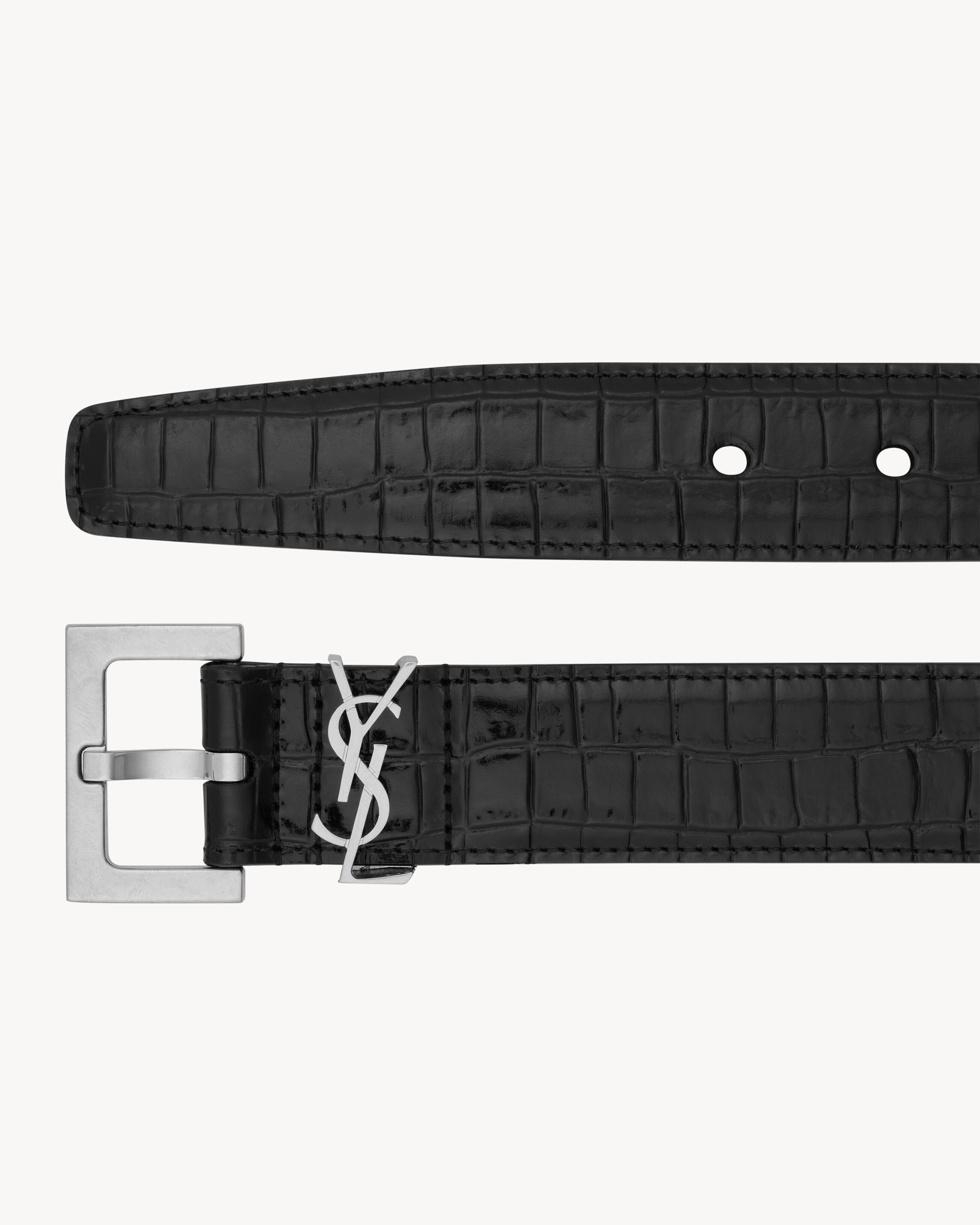 cassandre belt in crocodile-embossed leather - 3