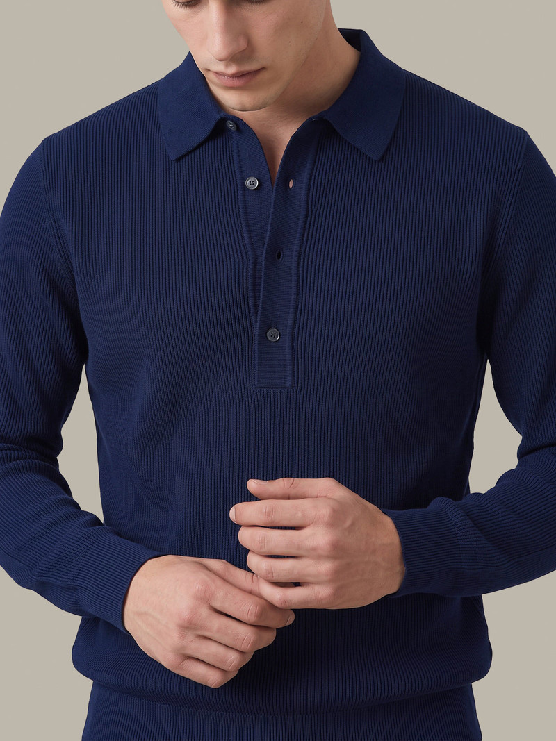 Jacob: Cotton Long Sleeve Knit Polo 4