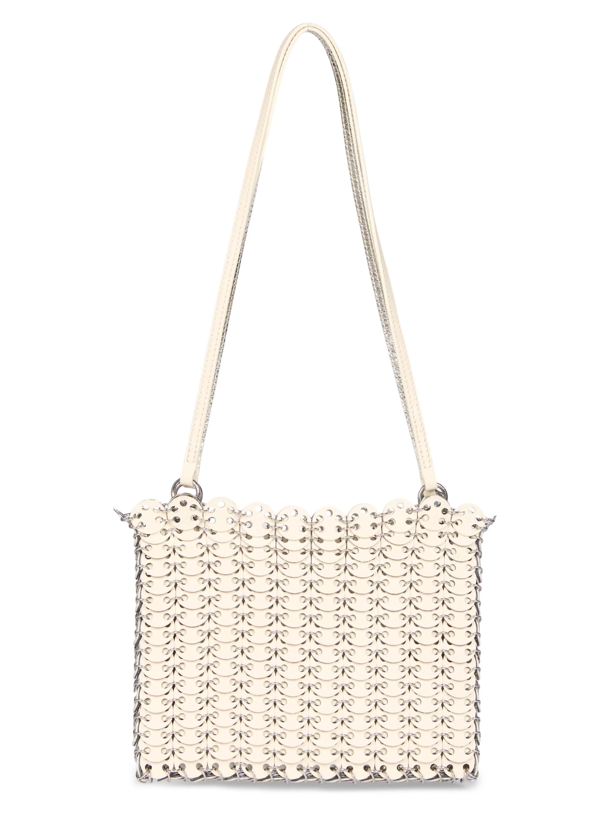 Women's Sac A Main Leather & Steel Shoulder Bag - Ivory Silver - 1