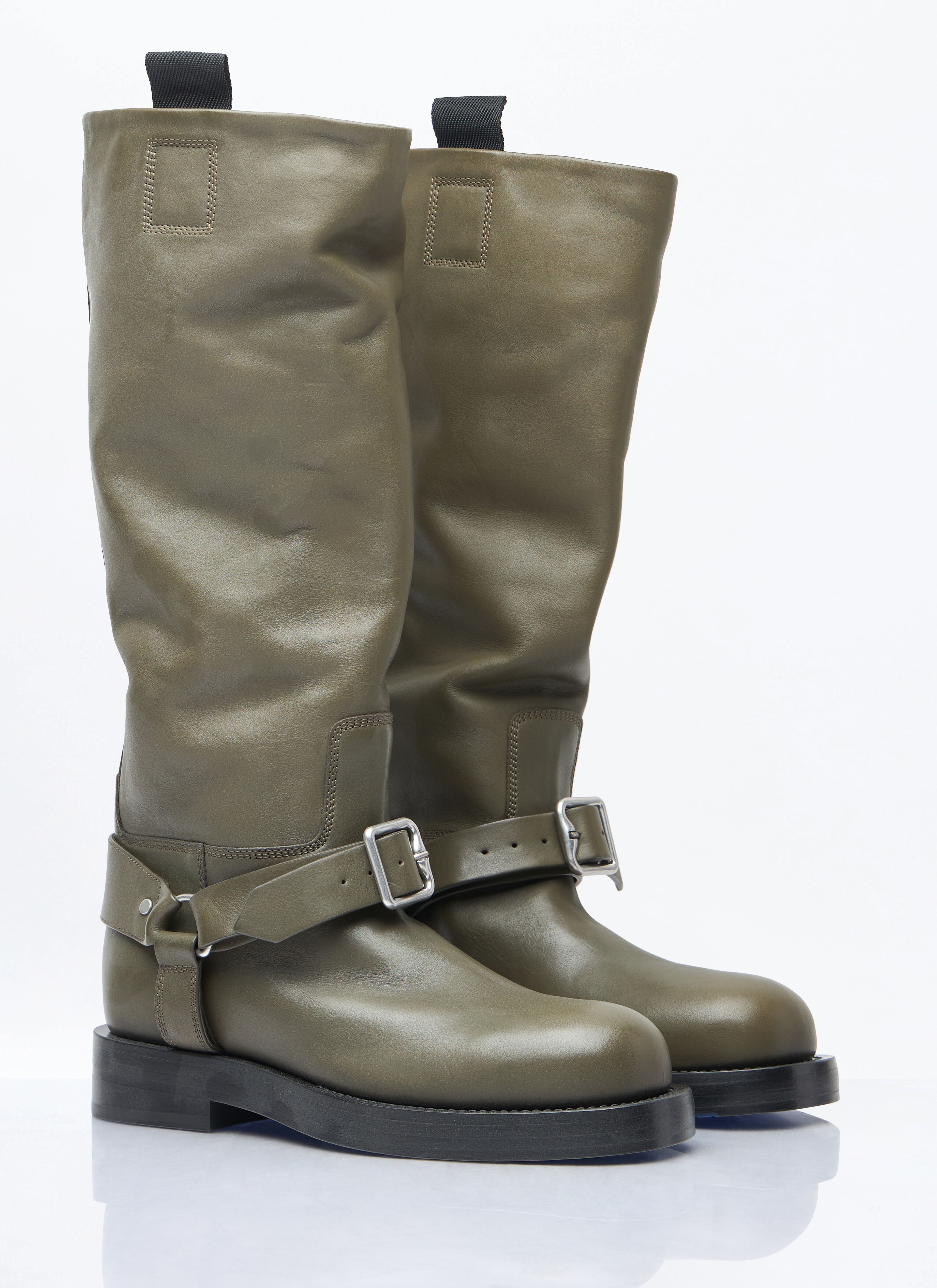 Leather Saddle High Boots - 3