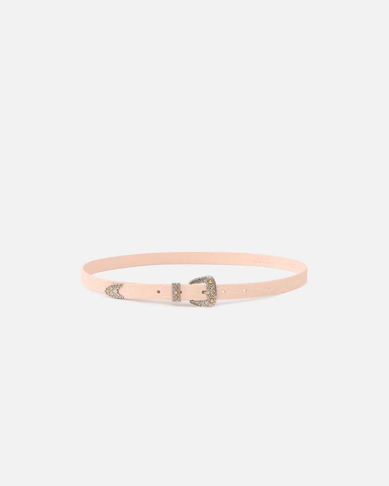 CROCODILE-PRINT LEATHER BELT WITH TEXAN BUCKLE, 1.7 CM 1