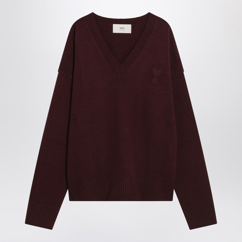 Ami Paris Cherry-coloured wool and cashmere sweater Ami De Coeur - 1