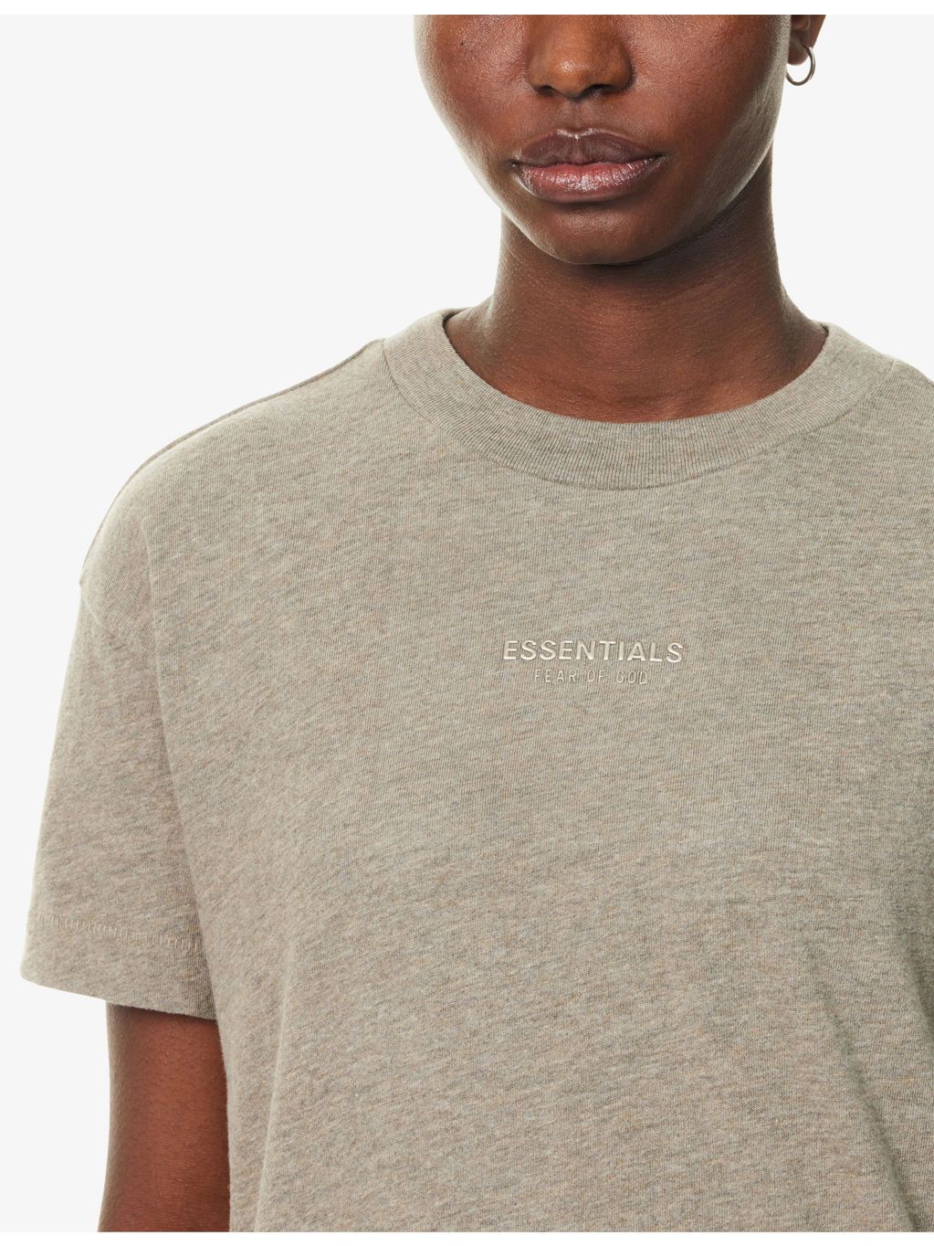Embossed-Branding Round-Neck Cotton-Blend T-Shirt - 5
