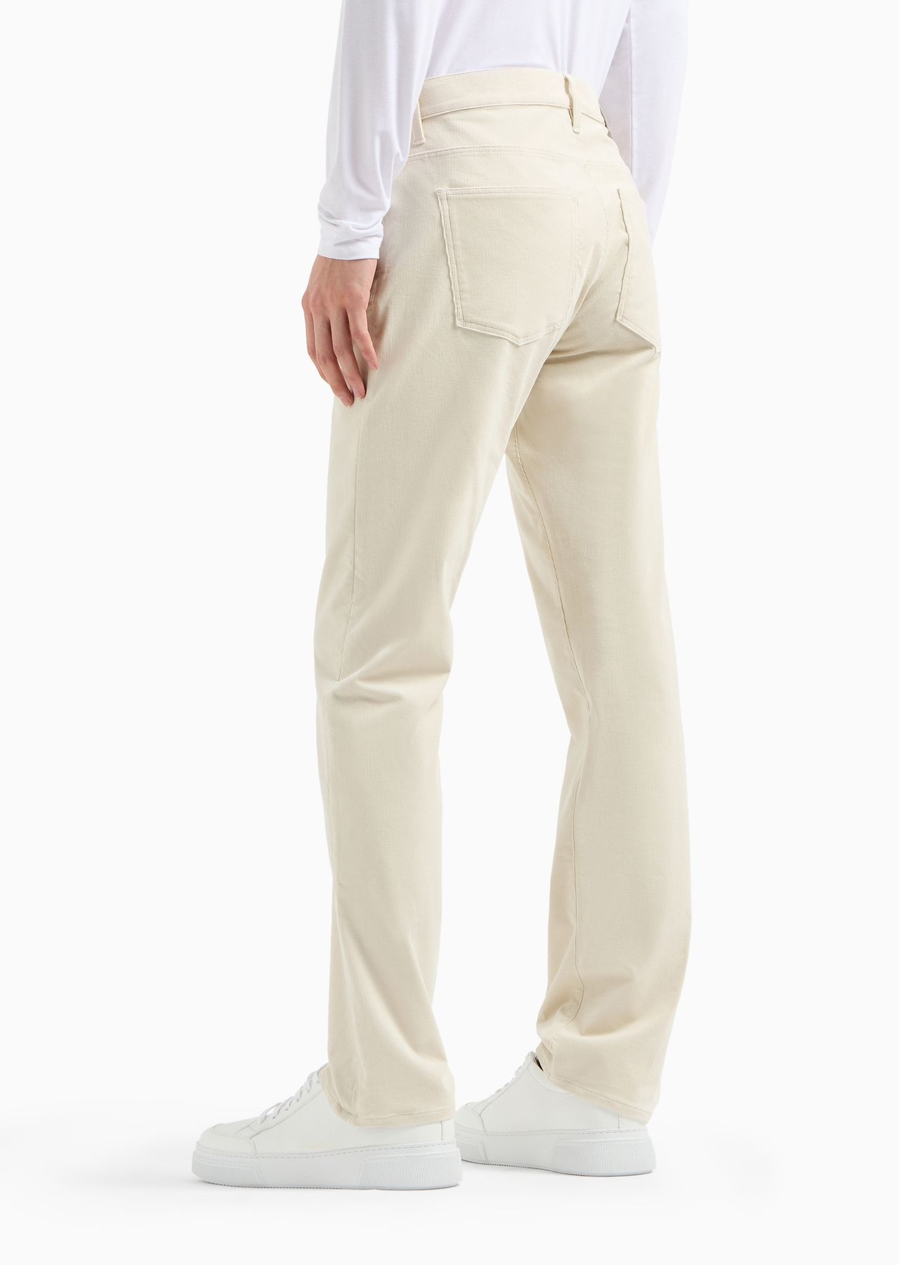 Regular-fit, five-pocket trousers in ribbed cotton and cashmere - 3