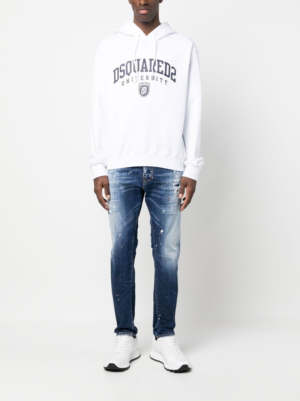 University print drawstring hoodie - 2