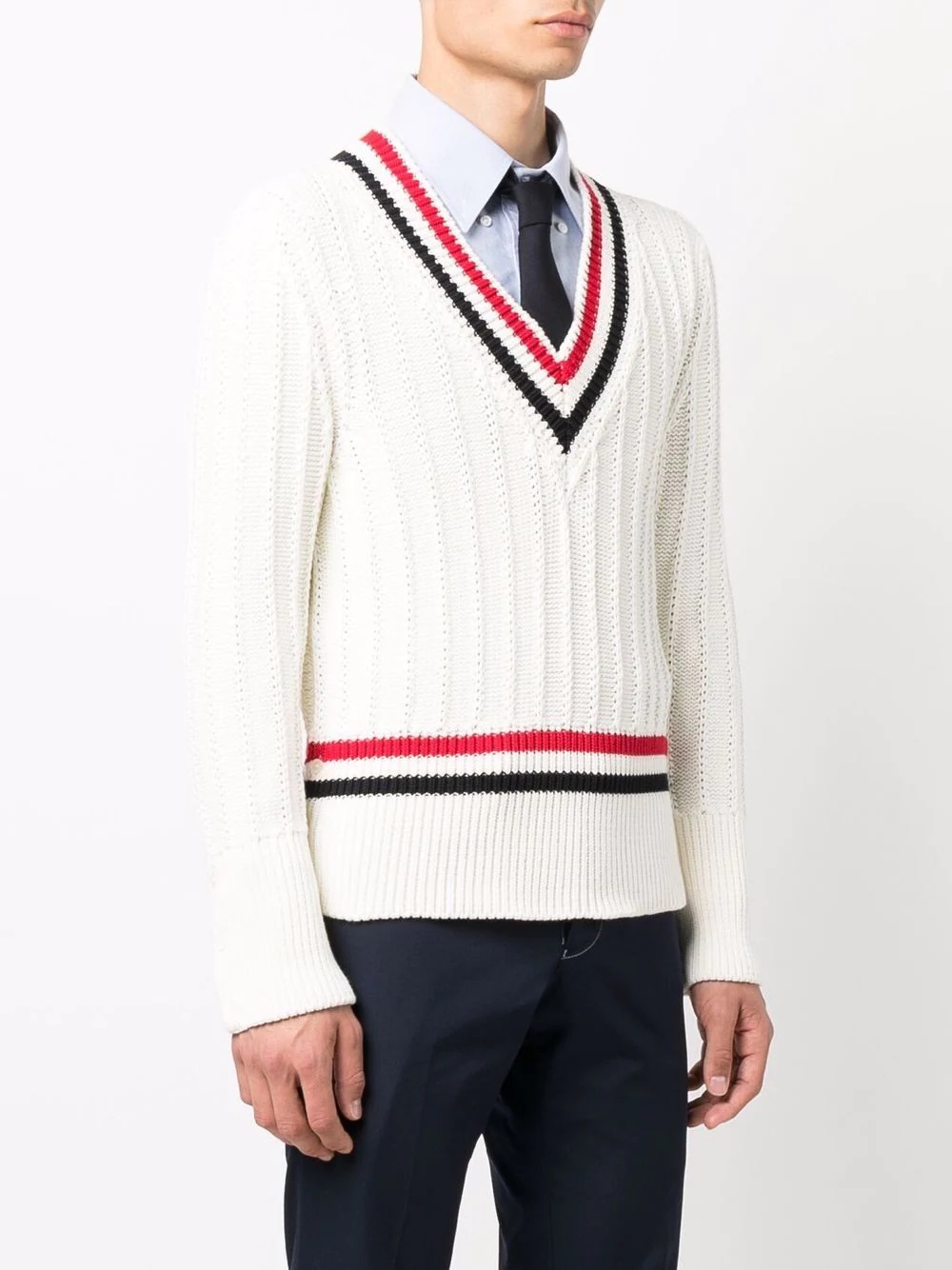 contrast-trim ribbed jumper - 3