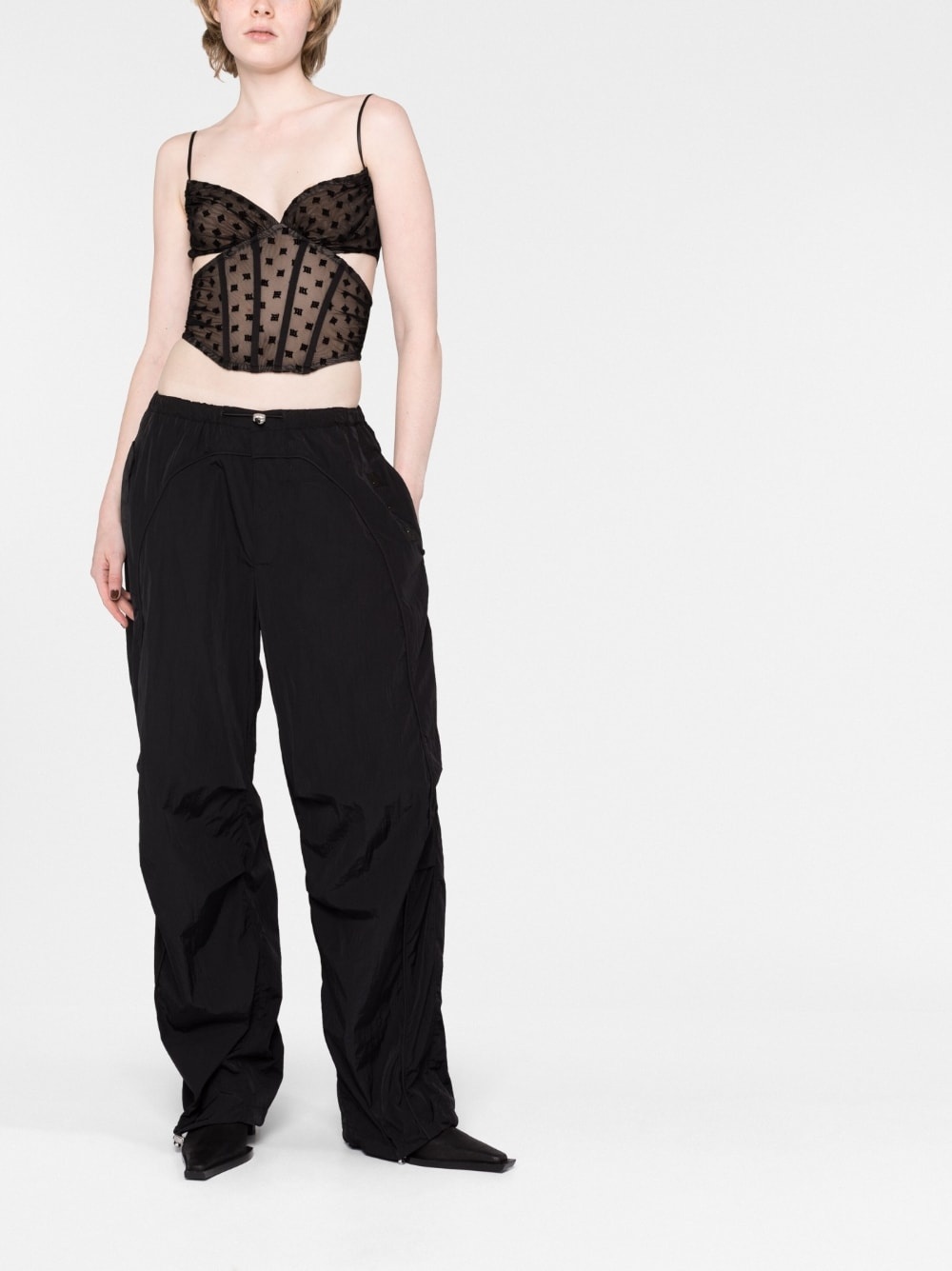 mesh monogram corset top - 2