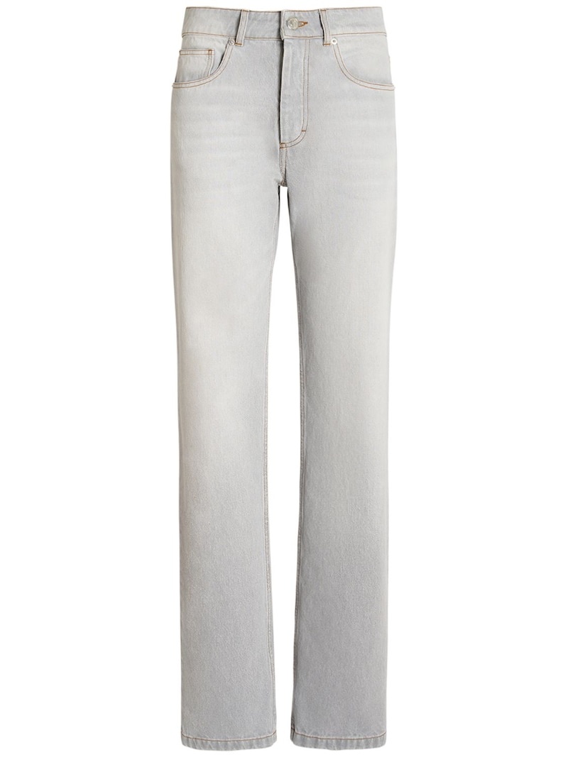 Straight mid rise cotton jeans - 1