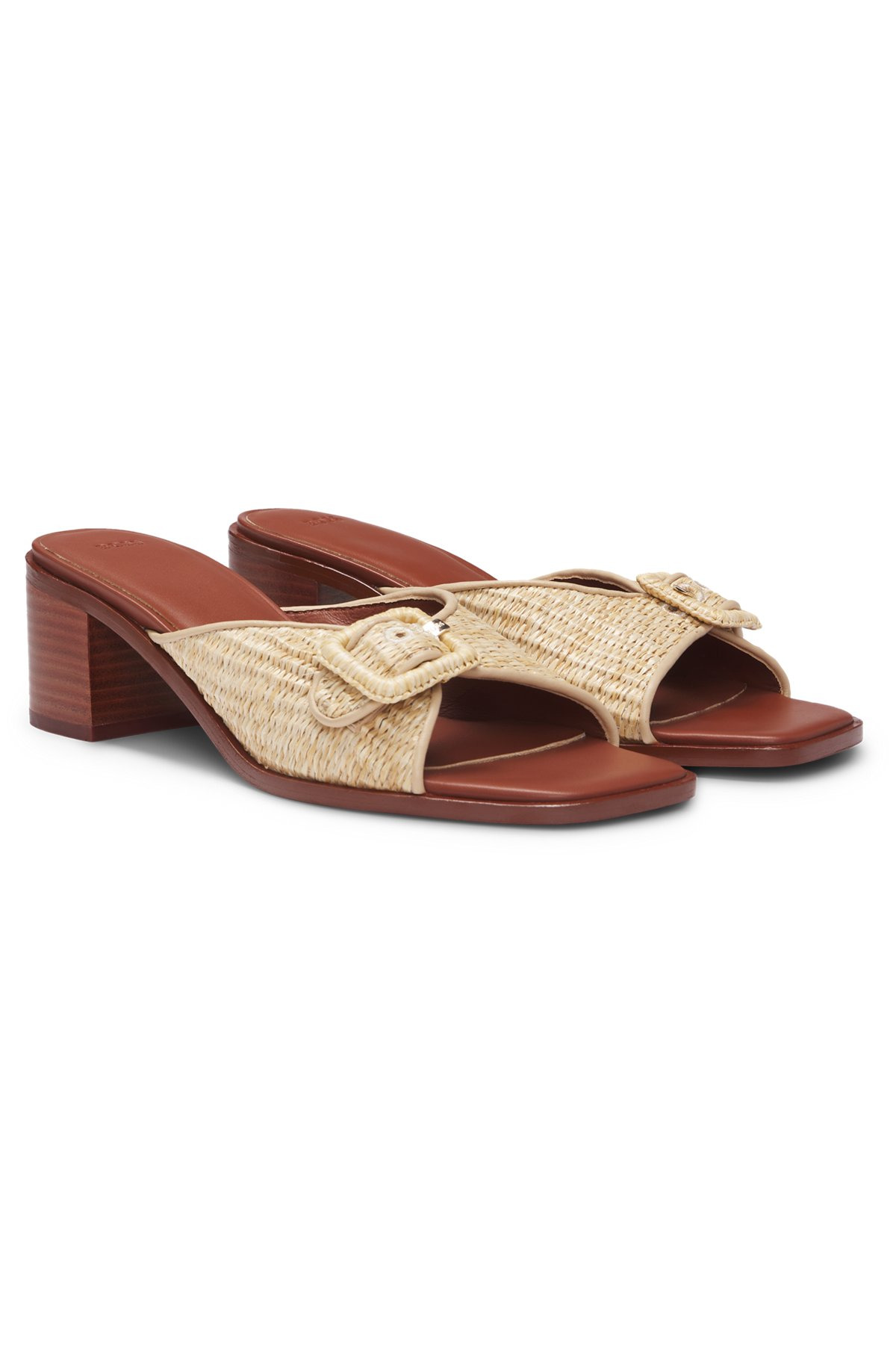 RAFFIA MULES WITH LEATHER TRIMS - 2