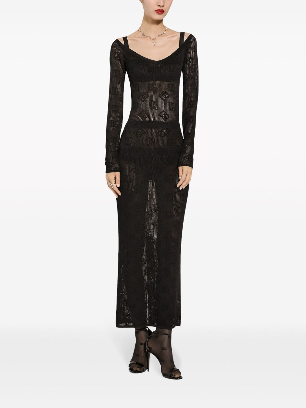 Dolce & Gabbana logo-jacquard V-neck maxi dress | farfetch
