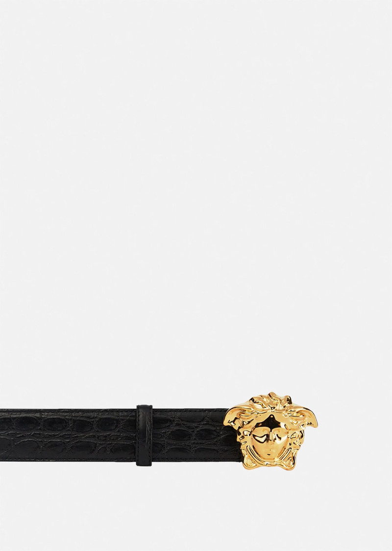 VERSACE La Medusa Croc Leather Belt outlook