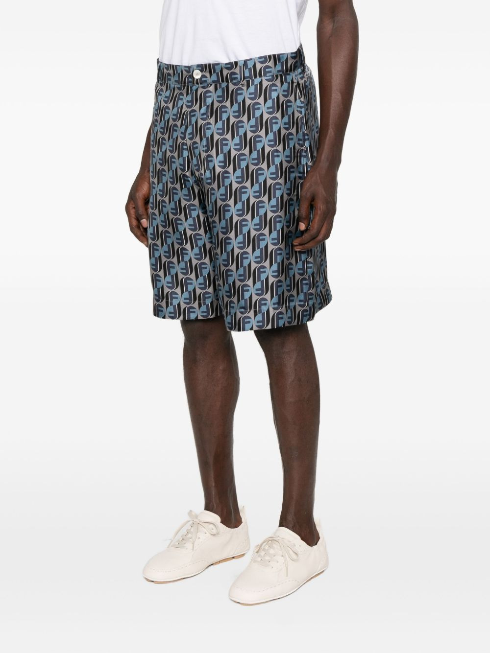 monogram-print silk shorts - 3