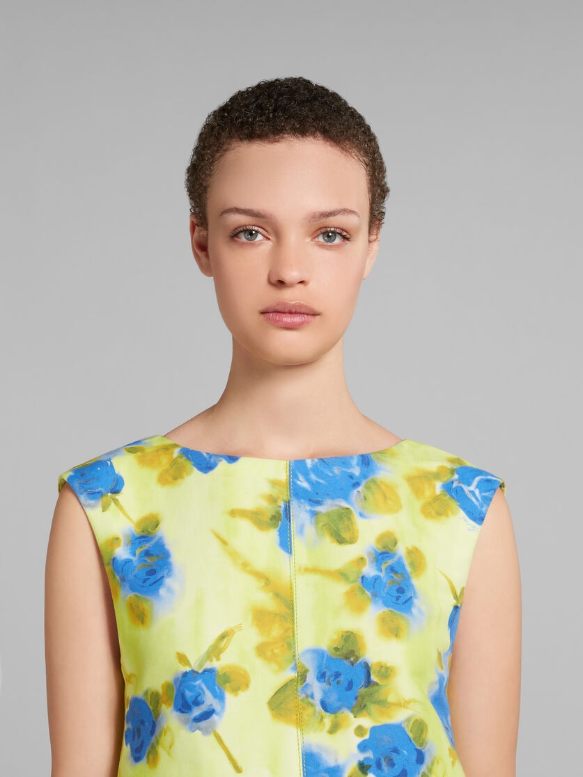 YELLOW CADY COCOON DRESS WITH IDYLL PRINT - 4
