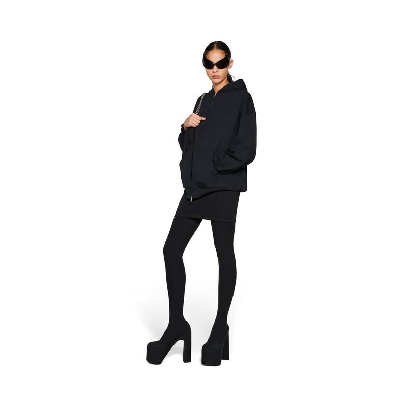 BALENCIAGA Outside Loop Zip-up Hoodie Small Fit in Black Faded outlook