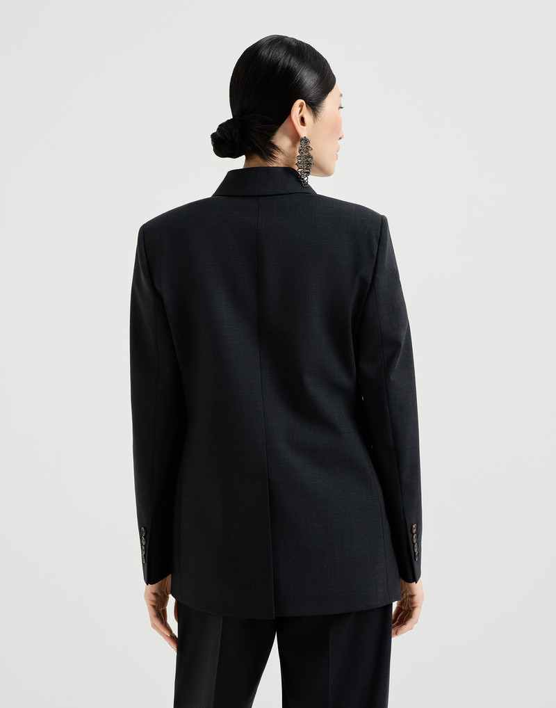 Brunello Cucinelli Tropical luxury wool blazer with monili outlook