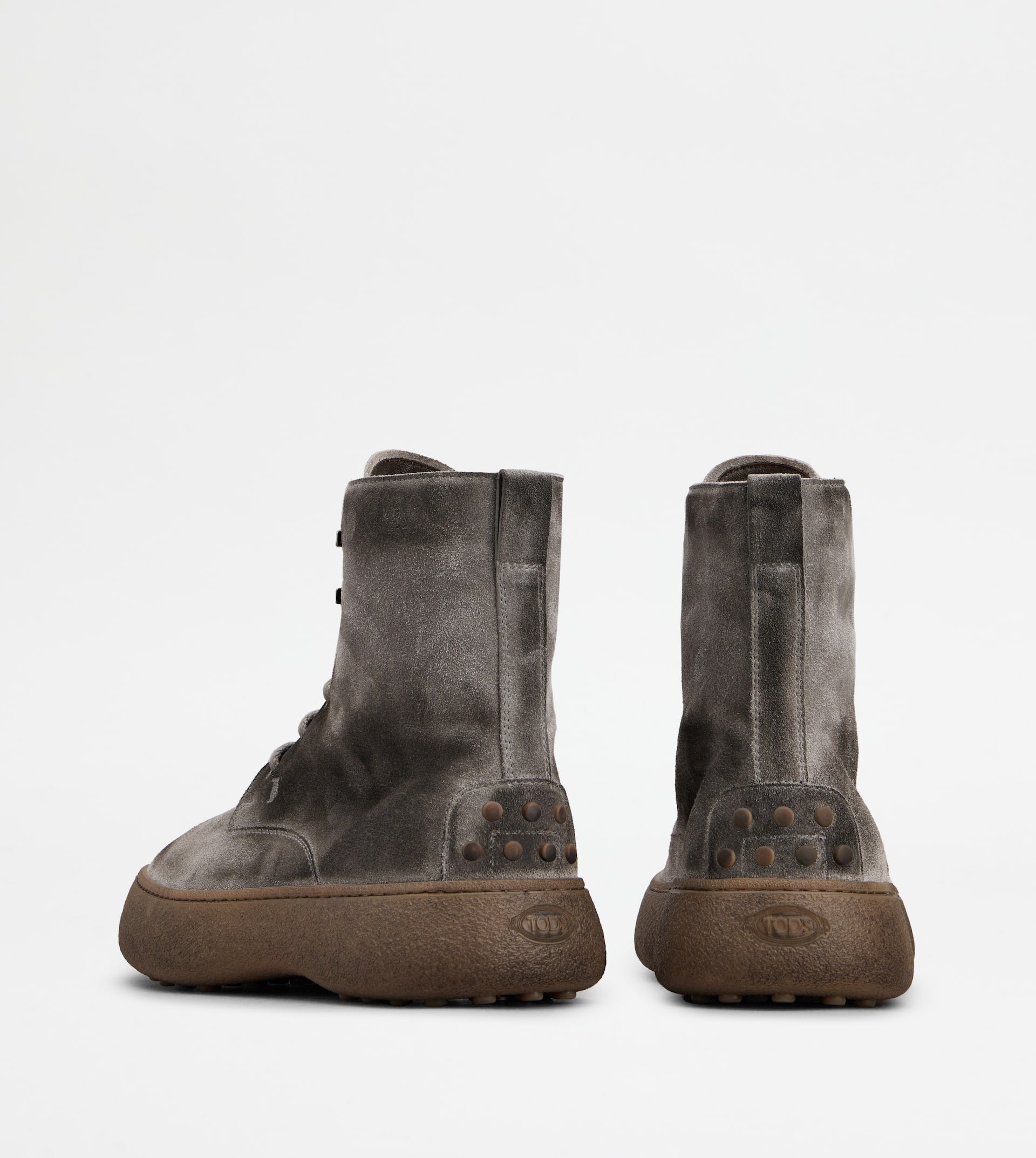 TOD'S W. G. LACE-UP ANKLE BOOTS IN SUEDE - GREY - 3