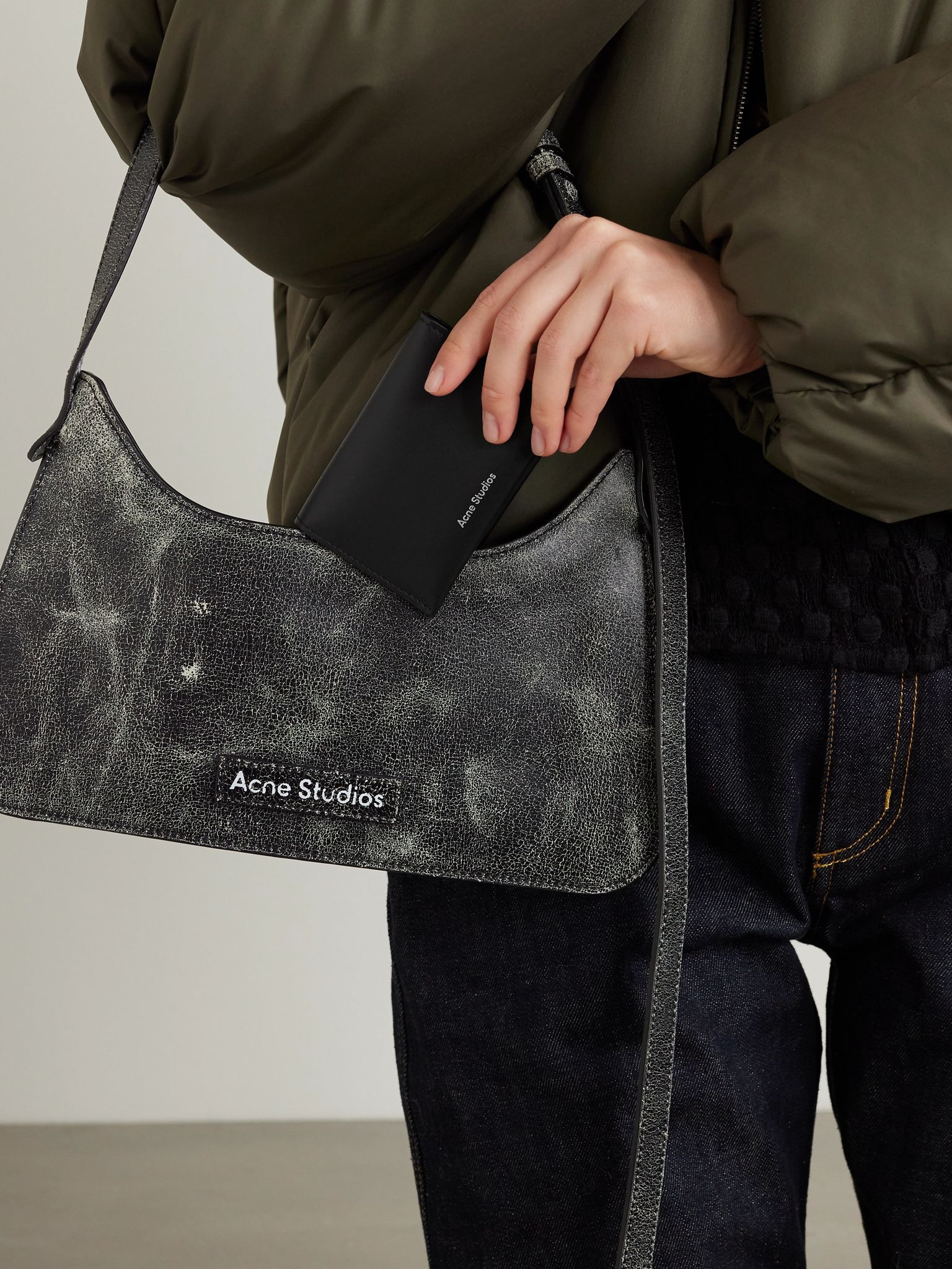 Printed leather wallet Black - 2