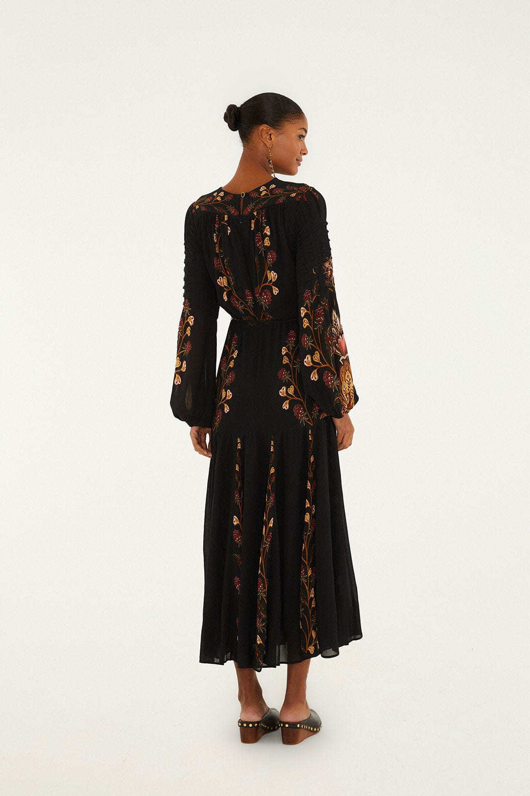 Black Berry Garden Long Sleeve Pleated Maxi Dress - 2