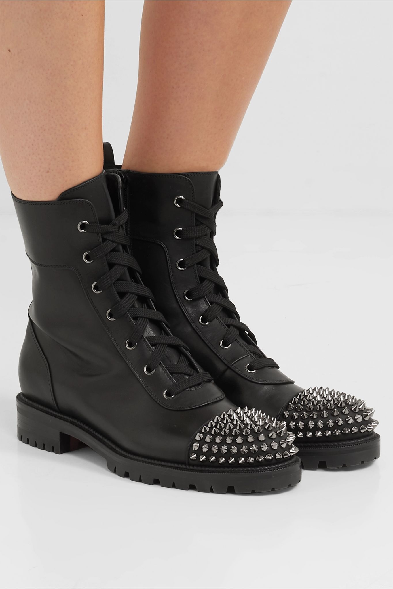 Spiked leather ankle boots - 2