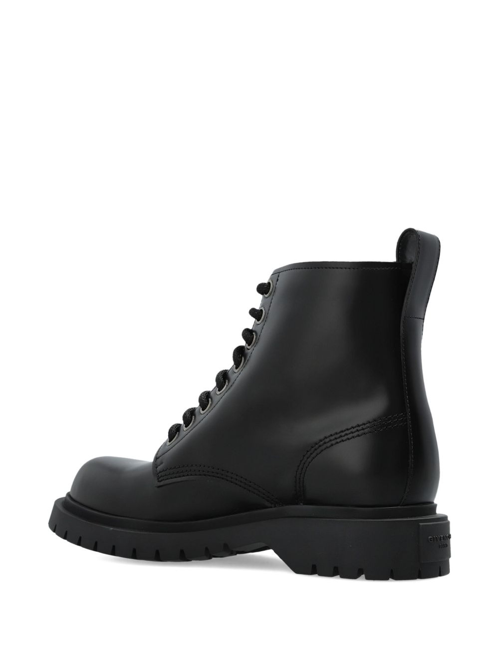 lace-up leather biker boots - 4
