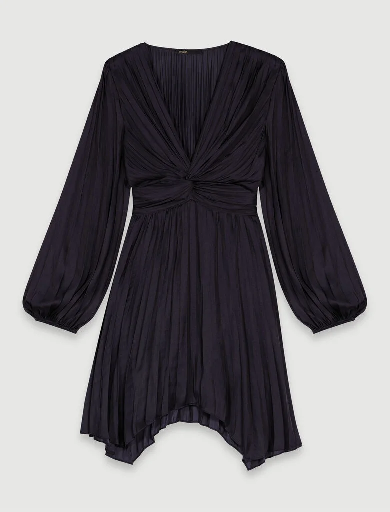 Short satin draped dress - 1