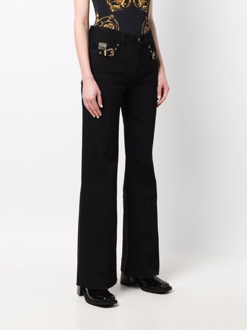 buckle-detail flared trousers - 3