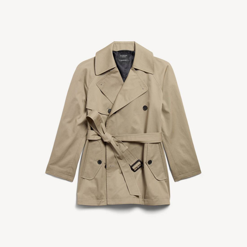 Women's Cocoon Short Trench in Beige 1