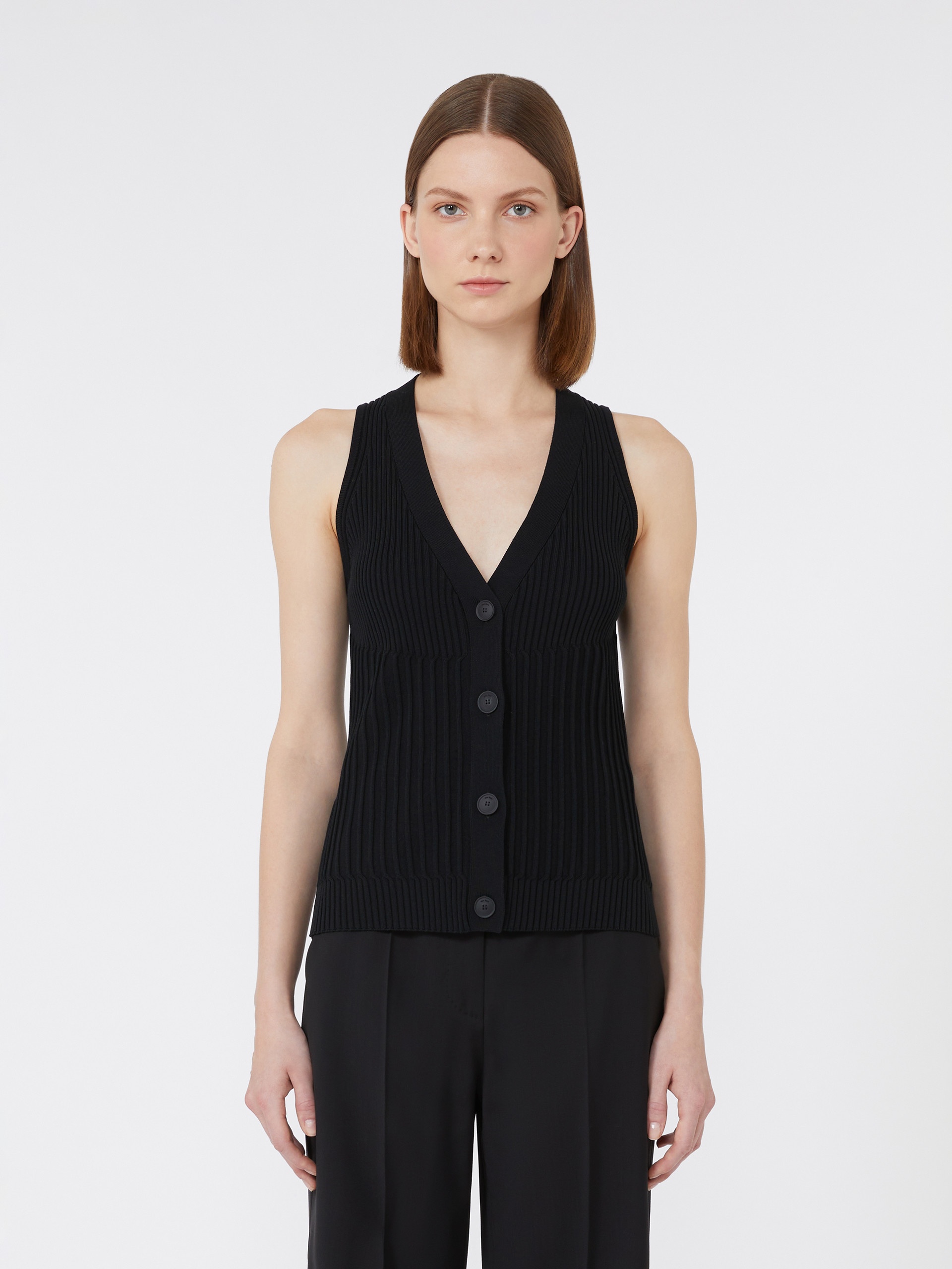 BIMBA Cotton yarn and viscose crepe gilet - 3