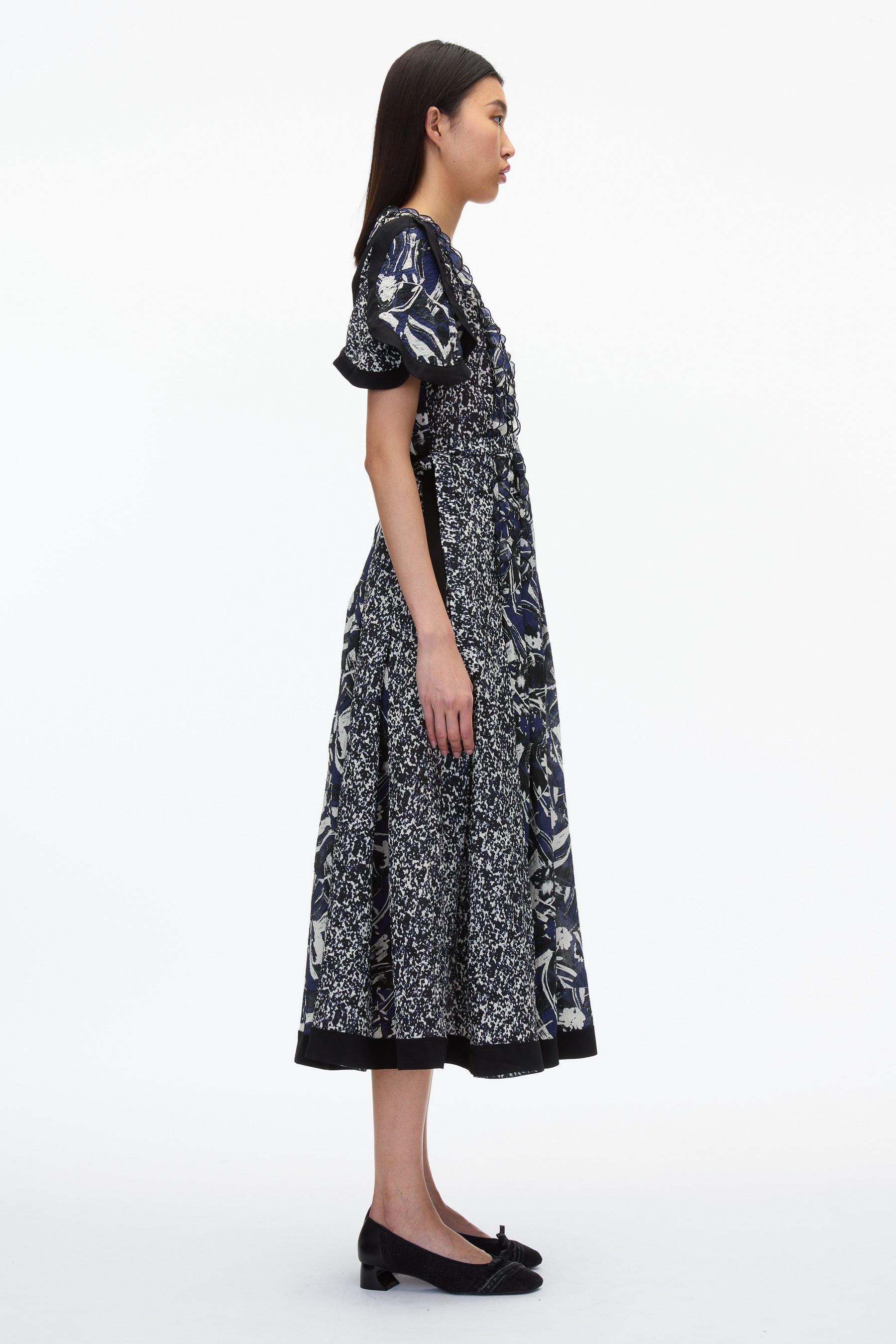 Floral Impressions Midi Dress with Petal Sleeves - 3