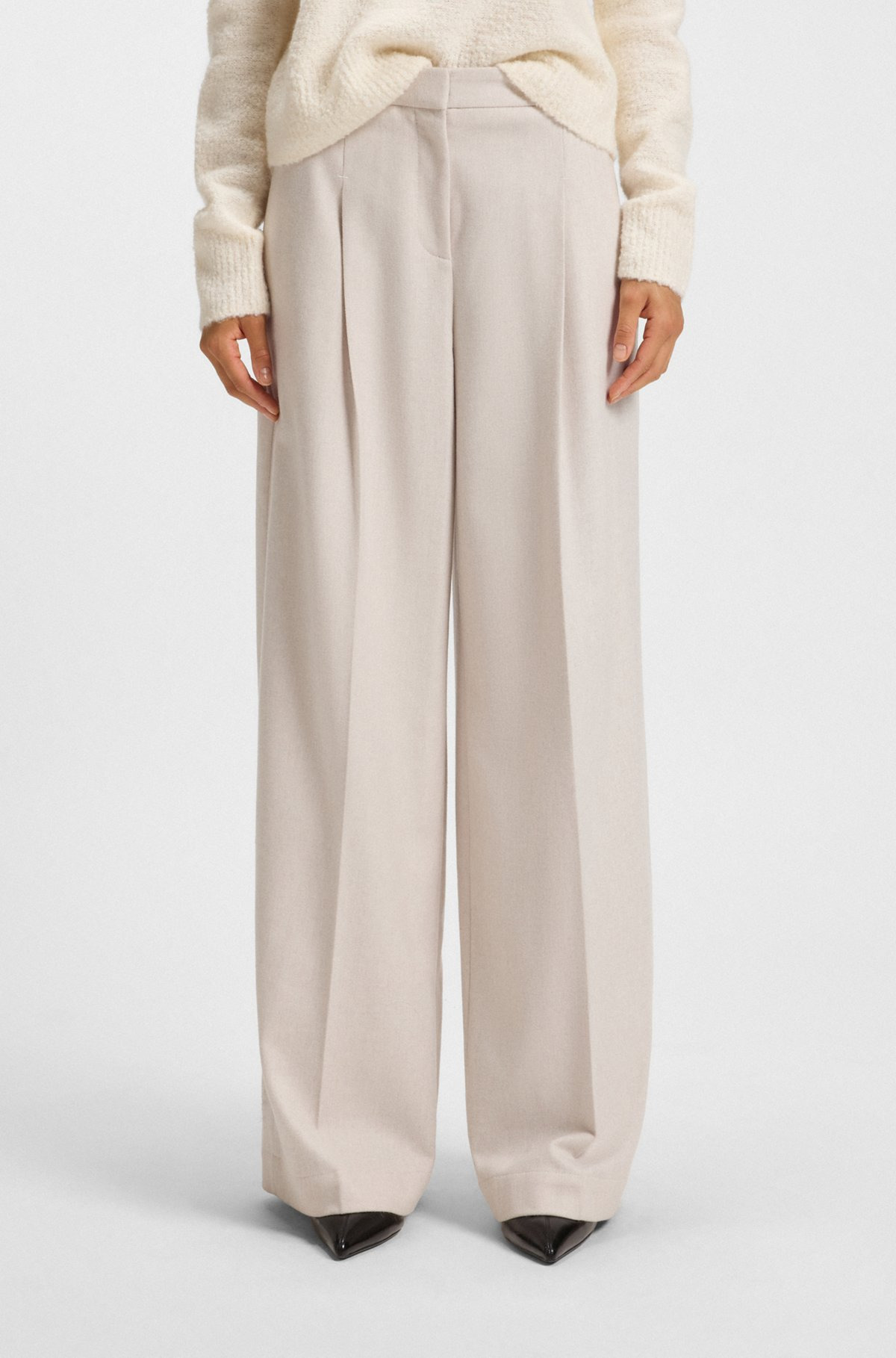 REGULAR-FIT WIDE-LEG TROUSERS IN SOFT FLANNEL - 2