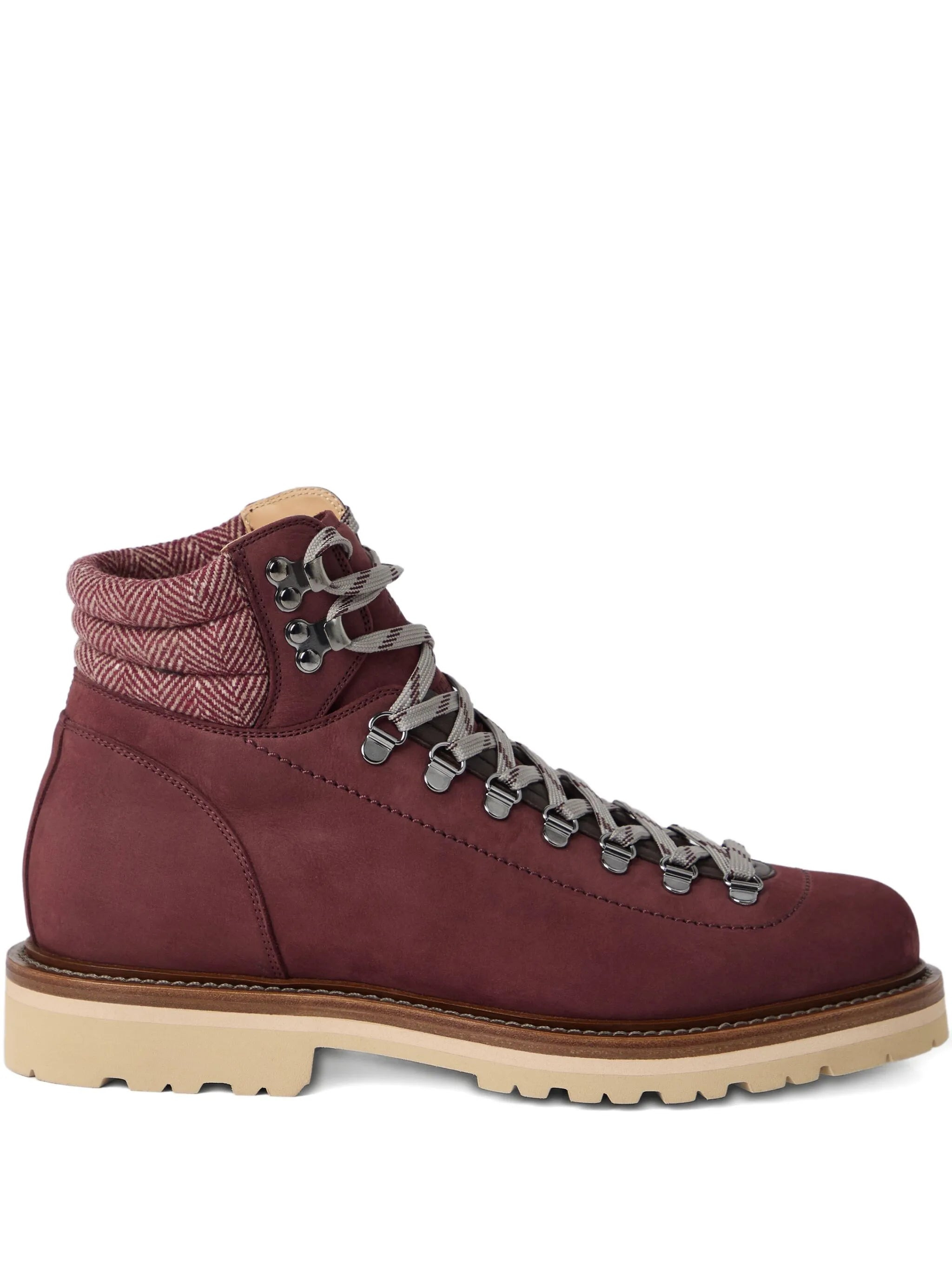 LACE-UP HERRINGBONE-DETAIL BOOTS - 1