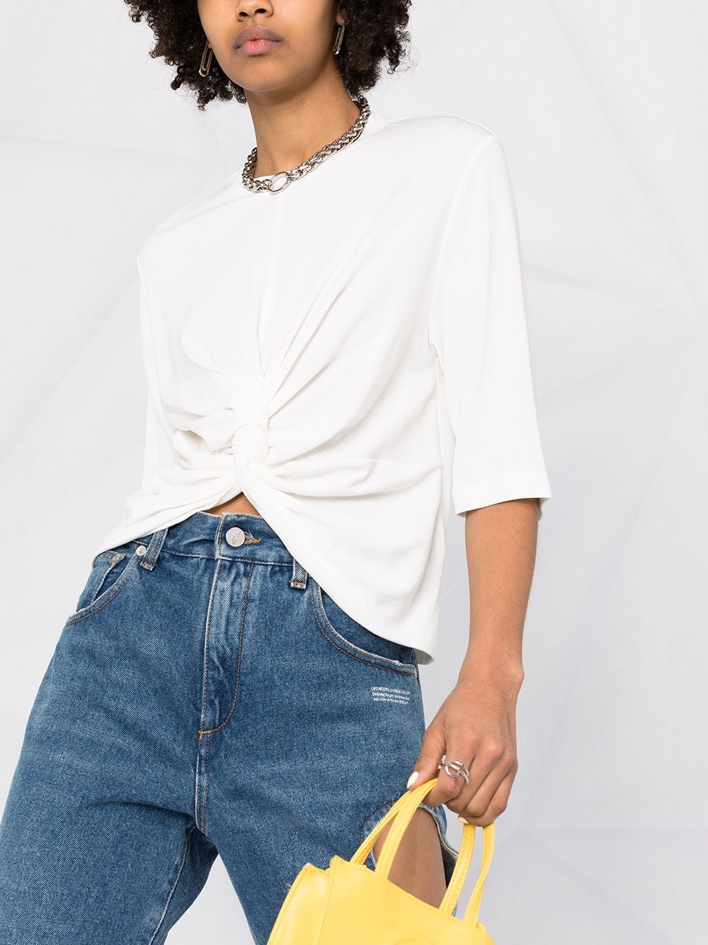 short-sleeved gathered T-shirt - 5