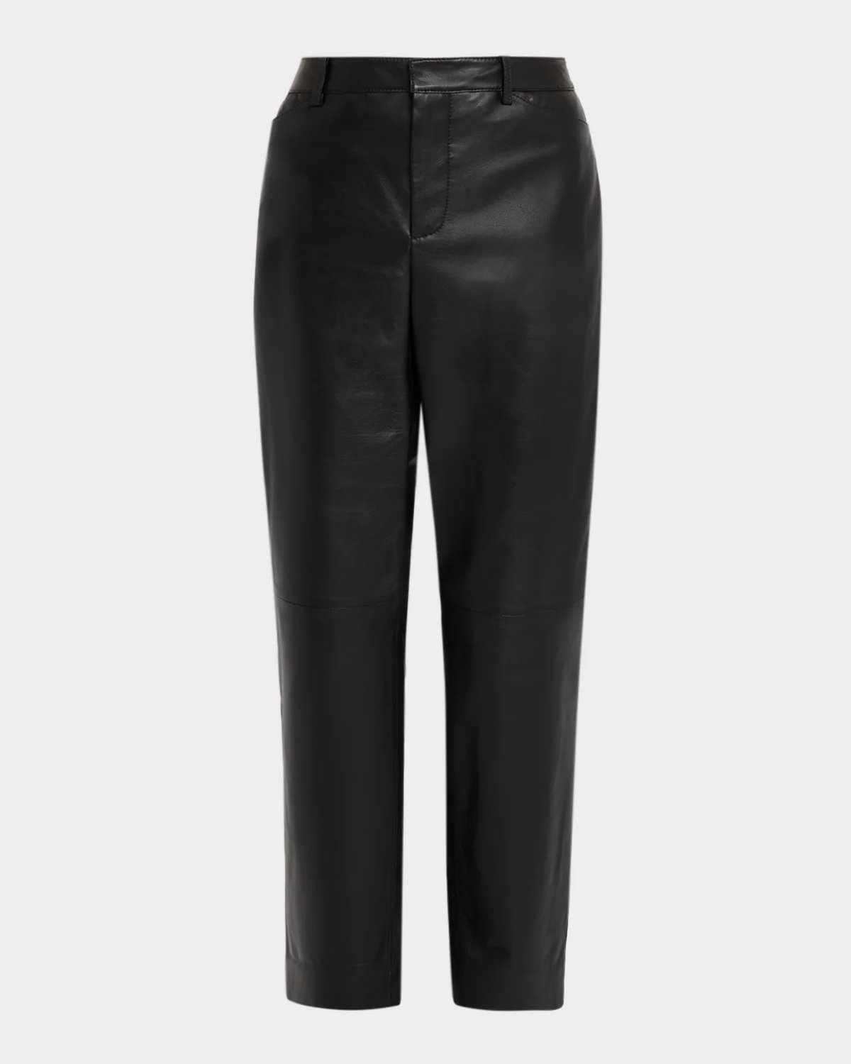Mid-Rise Straight Leather Pants - 1