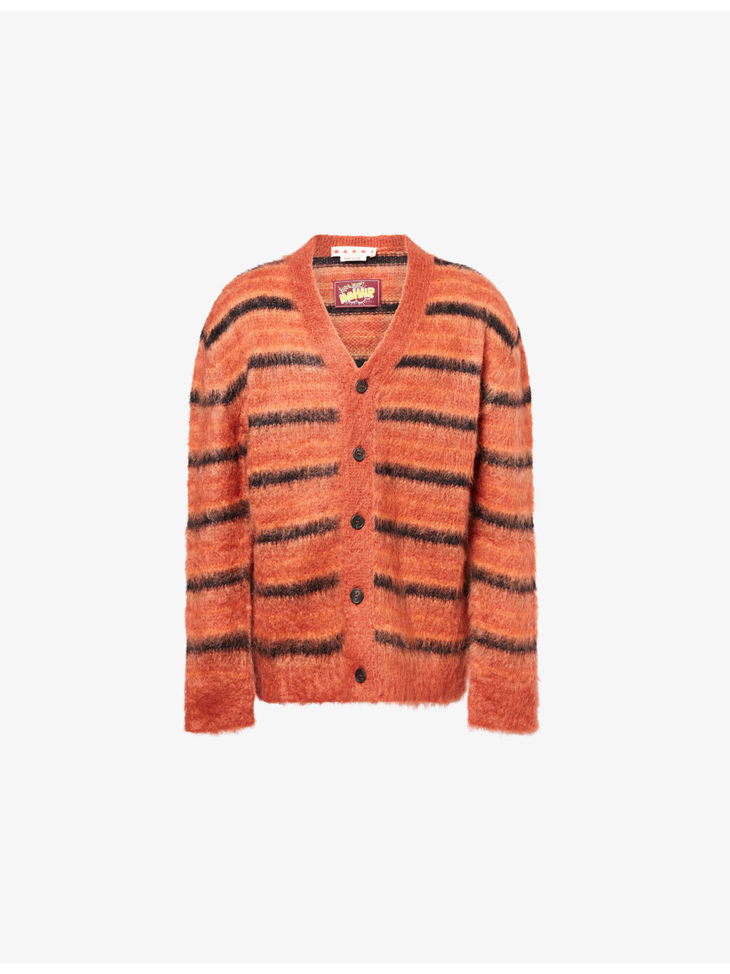 V-Neck Graphic-Intarsia Knitted Cardigan - 1