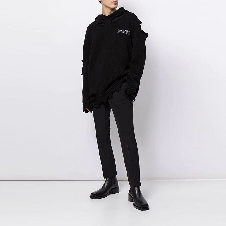 Balenciaga Political Campaign Destroyed Hoodie 'Black' 662718T32121069 - 3