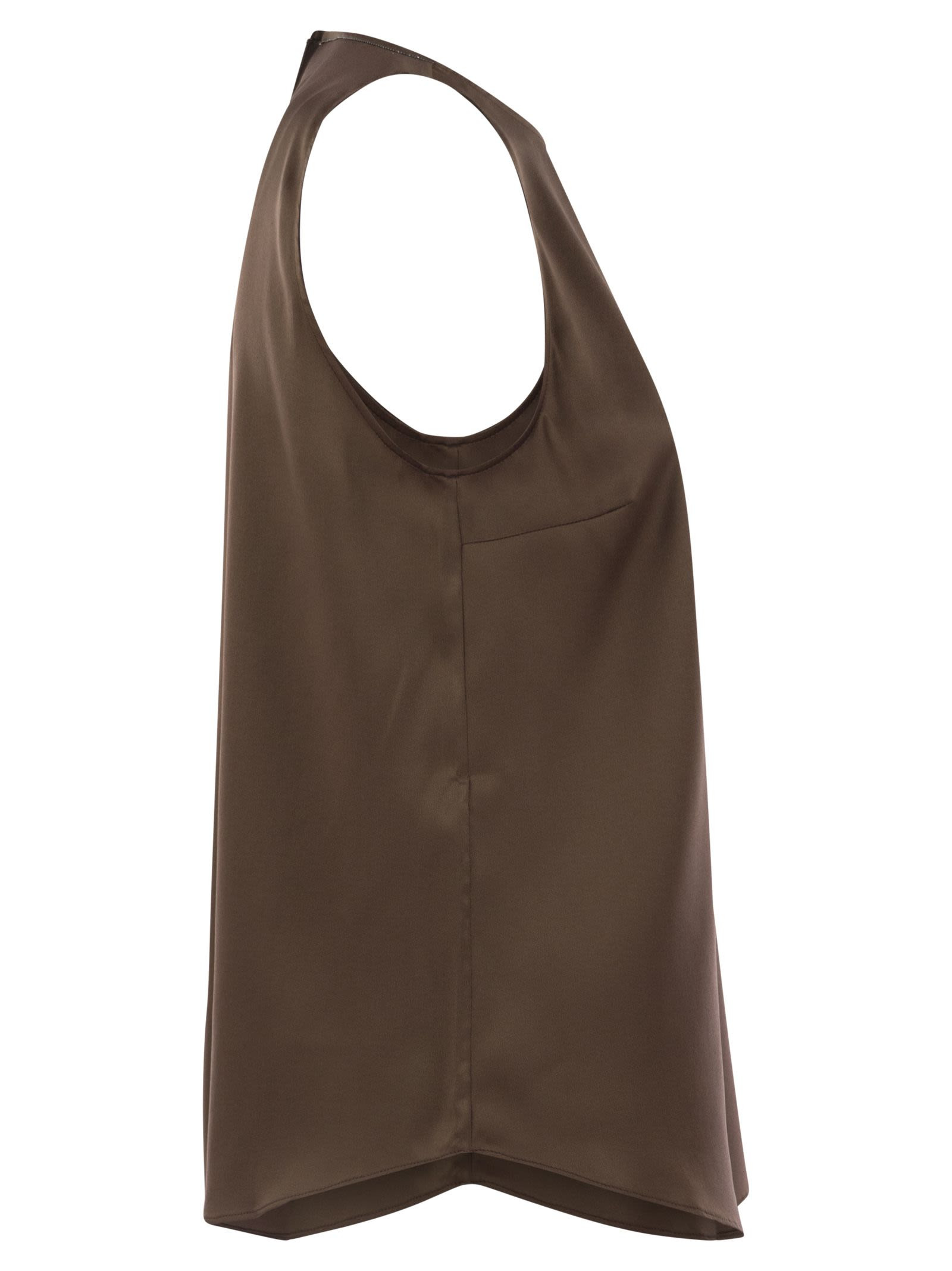 Brunello Cucinelli Women Stretch Silk Satin Top With Jewellery - 3