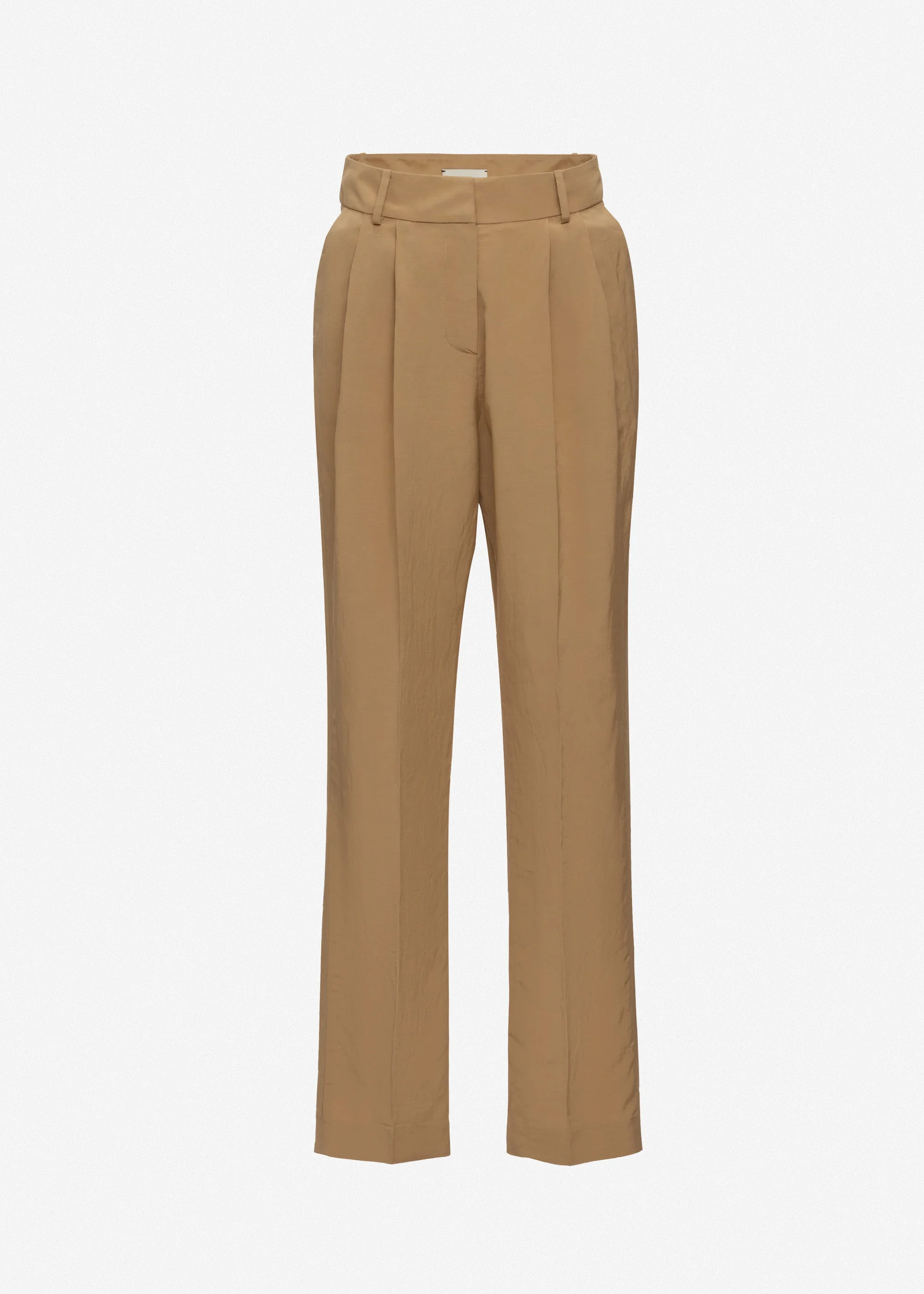 Pleated tapered trousers in beige - 1