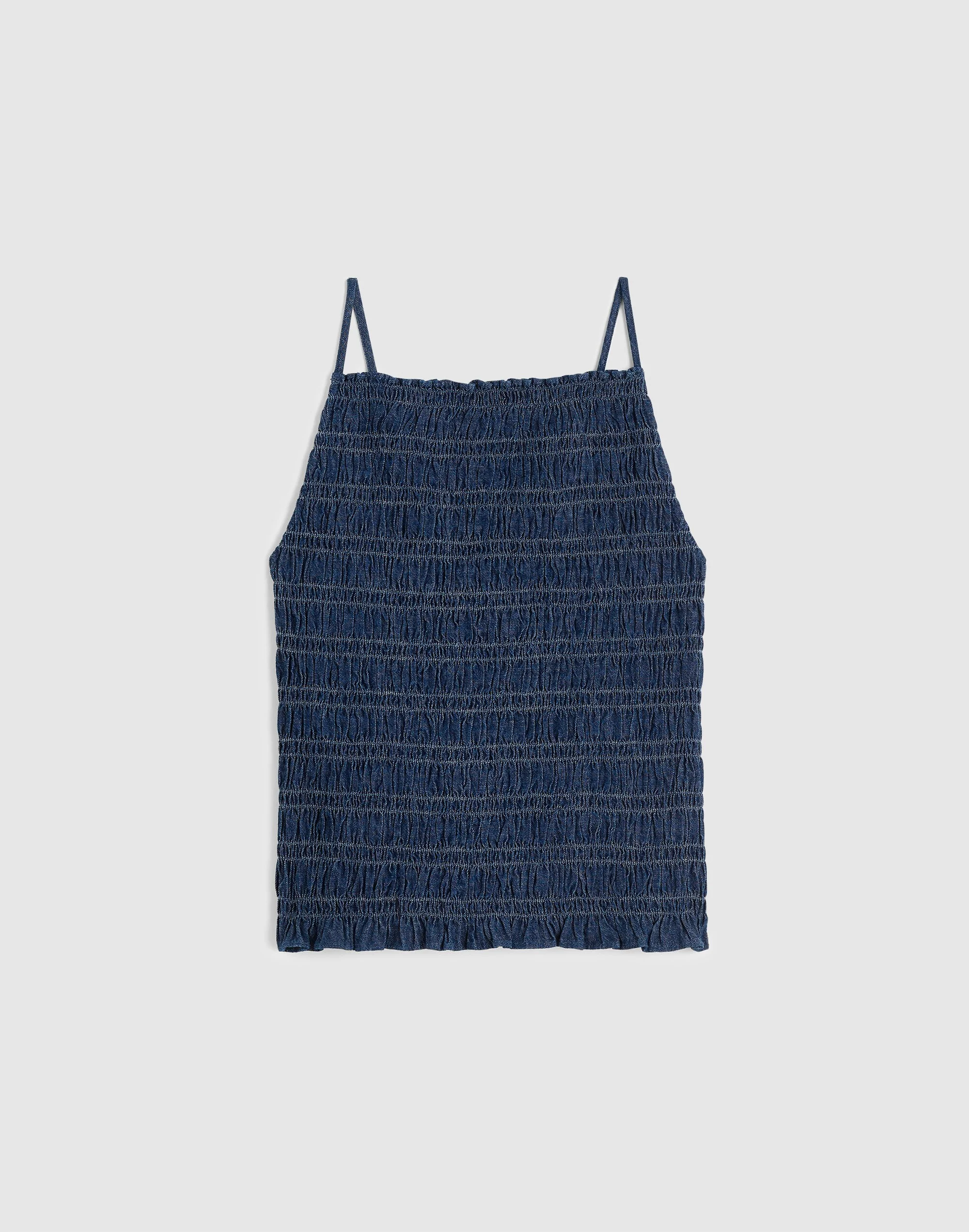 Denim Smocked Tank - 1