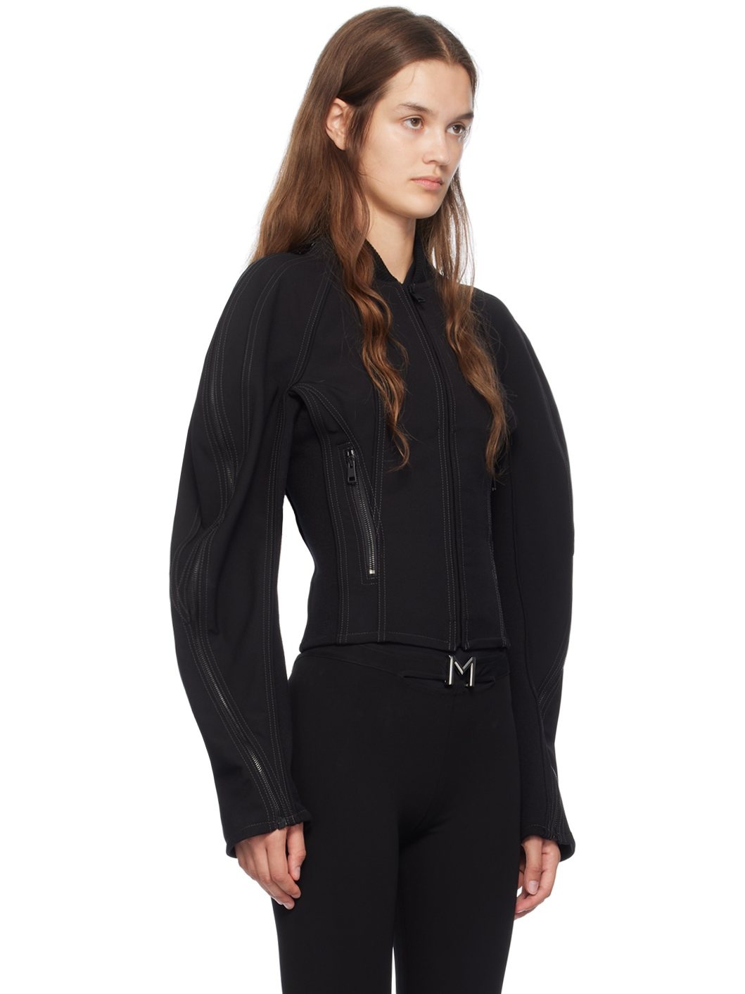 Black Sculptured Scuba Jacket - 2