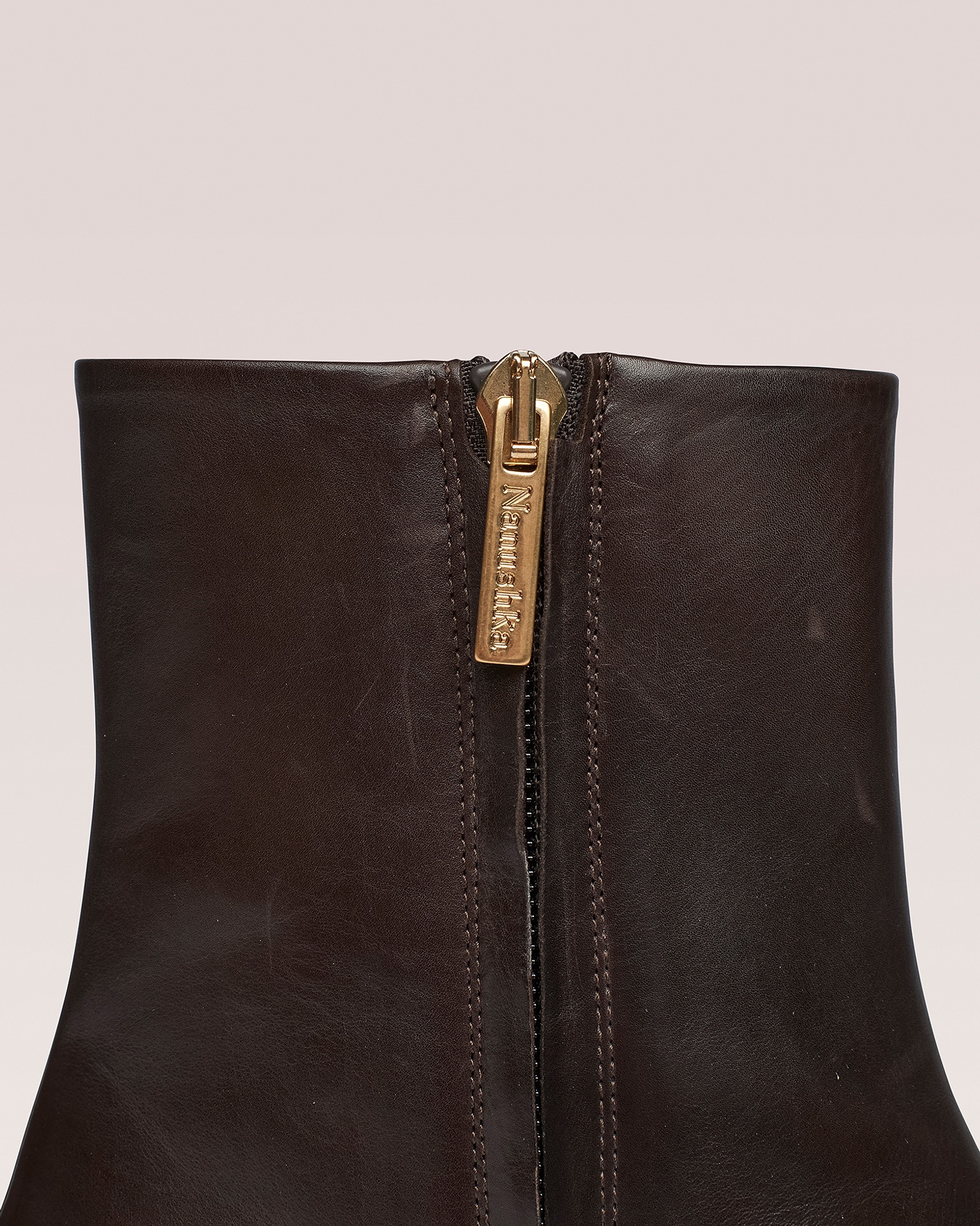 ISLA - Studded leather ankle boots - Dark chocolate - 5