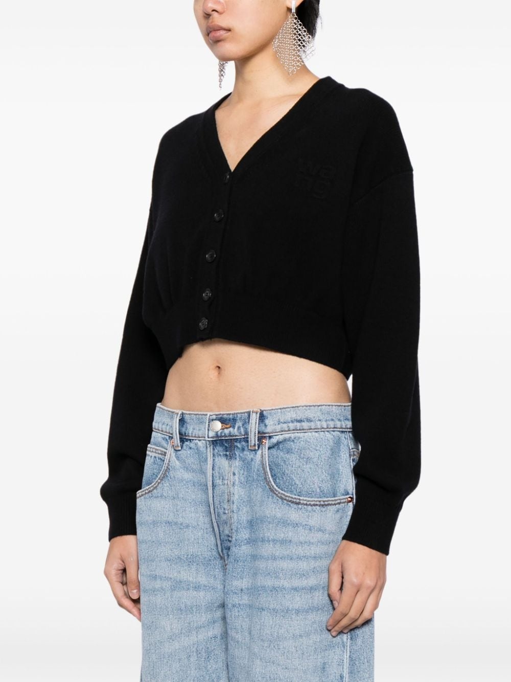 logo-embossed cropped cardigan - 3